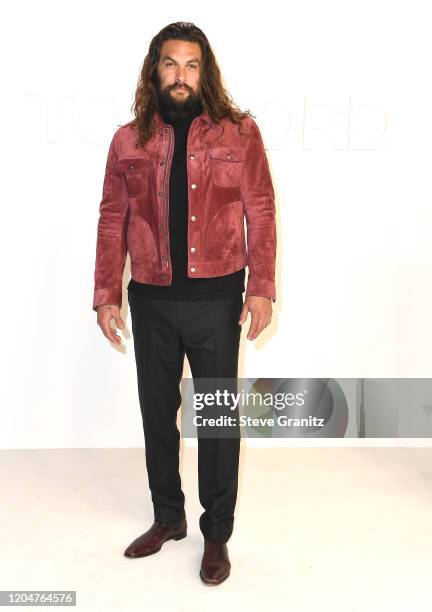 Jason Momoa arrives at the Tom Ford AW20 Show at Milk Studios on February 07, 2020 in Hollywood, California.