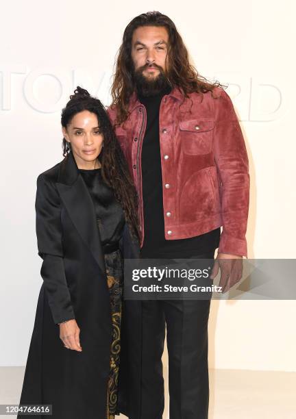 Jason Momoa and Lisa Bonet arrives at the Tom Ford AW20 Show at Milk Studios on February 07, 2020 in Hollywood, California.