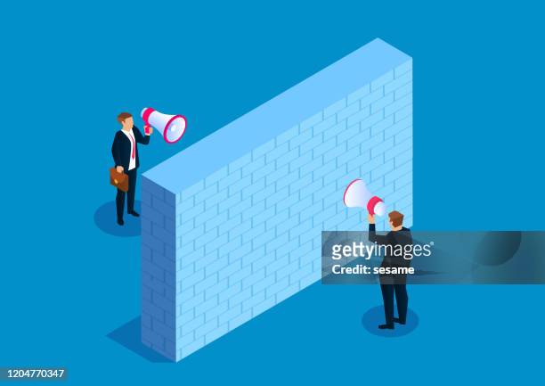 all hinders communication between two businessmen - social exclusion stock illustrations