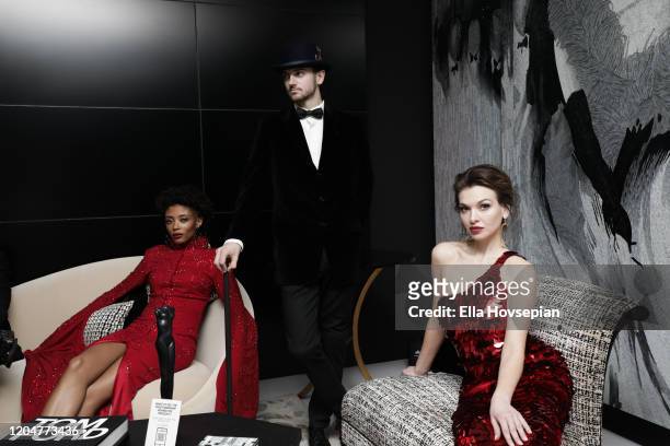 Models at the LA Launch Event Of SohoMuse at Christopher Guy West Hollywood Showroom on February 07, 2020 in West Hollywood, California.