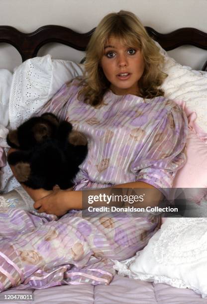 English actress and musician Olivia D'Abo poses for a portrait at home in 1995 in Los Angeles, California.