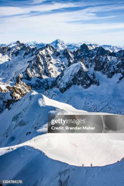 view of the french alps from aiguille du midi - scary ski slope stock pictures, royalty-free photos & images