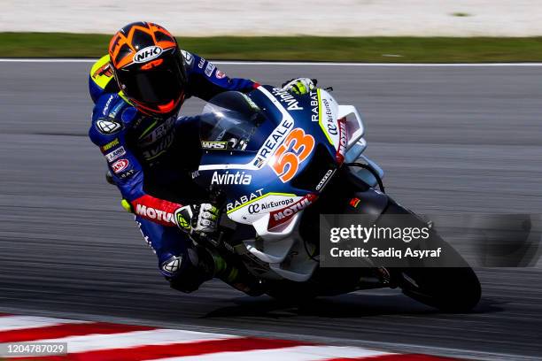 Ducati Reale Avintia Racing Spanish rider Tito Rabat rounds the bend during the MotoGP pre-season test at Sepang International Circuit on February 8,...