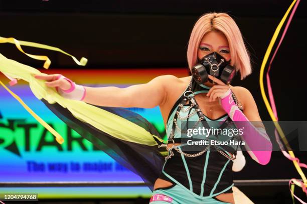 Hana Kimura enters the ring during the Women's Pro-Wrestling 'Stardom' at Korakuen Hall on February 08, 2020 in Tokyo, Japan.