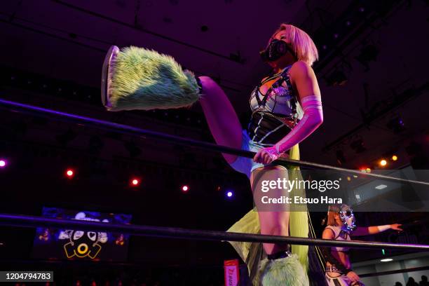 Hana Kimura enters the ring during the Women's Pro-Wrestling 'Stardom' at Korakuen Hall on February 08, 2020 in Tokyo, Japan.