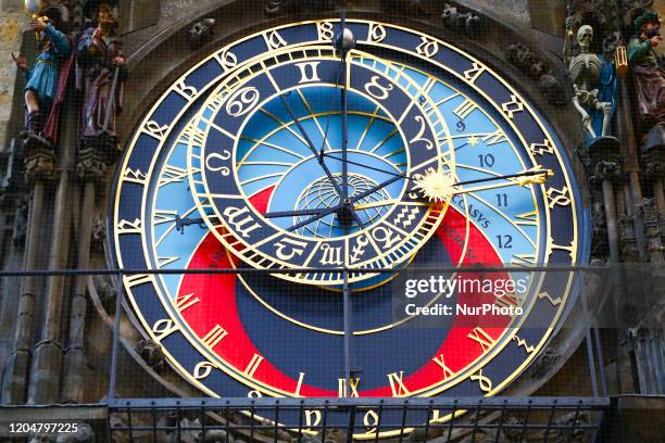 Astronomical clock is pictured at the Old Town in Prague, Czech Republic, on 1st march, 2020