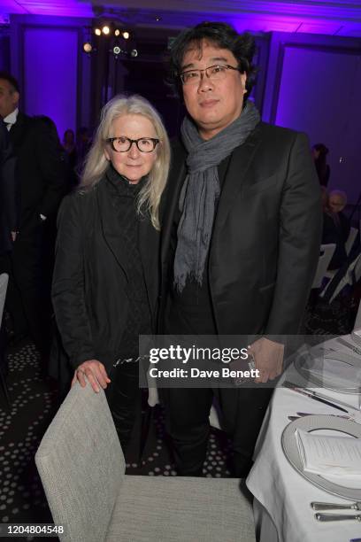 Sally Potter and Bong Joon-ho attend the BFI Chairman's dinner awarding Tilda Swinton with a BFI Fellowship at Rosewood London on March 2, 2020 in...