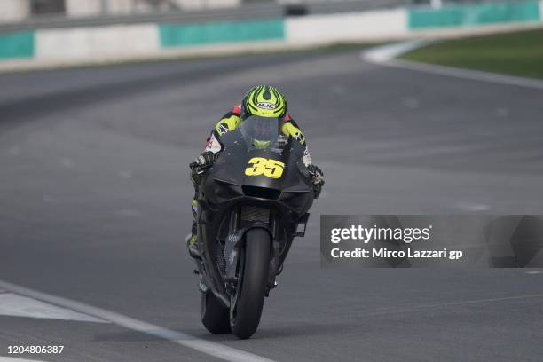 Cal Crutchlow of Great Britain and LCR Honda heads down a straight during the MotoGP Pre-Season Tests at Sepang Circuit on February 08, 2020 in Kuala...