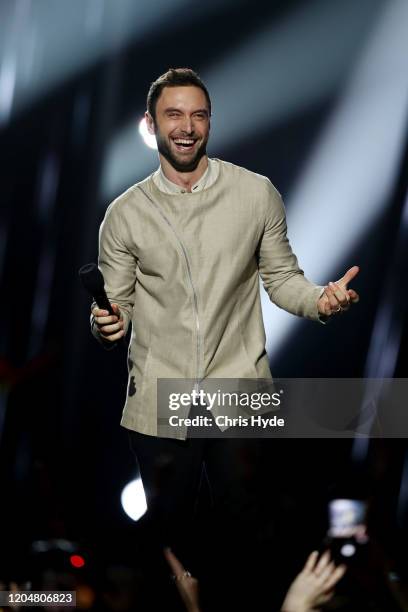 Måns Zelmerlöw performs during Eurovision - Australia Decides at Gold Coast Convention and Exhibition Centre on February 08, 2020 in Gold Coast,...