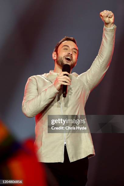 Måns Zelmerlöw performs during Eurovision - Australia Decides at Gold Coast Convention and Exhibition Centre on February 08, 2020 in Gold Coast,...