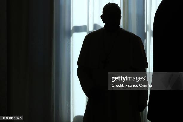 Pope Francis attends and audience with President of Ukraine Volodymyr Zelenskyy at the Apostolic Palace on February 08, 2020 in Vatican City, Vatican.