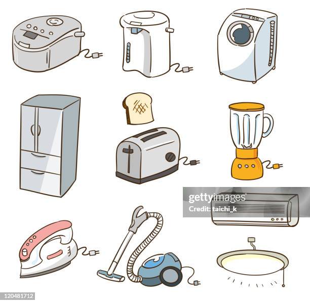 consumer electronics - fridge line art stock illustrations