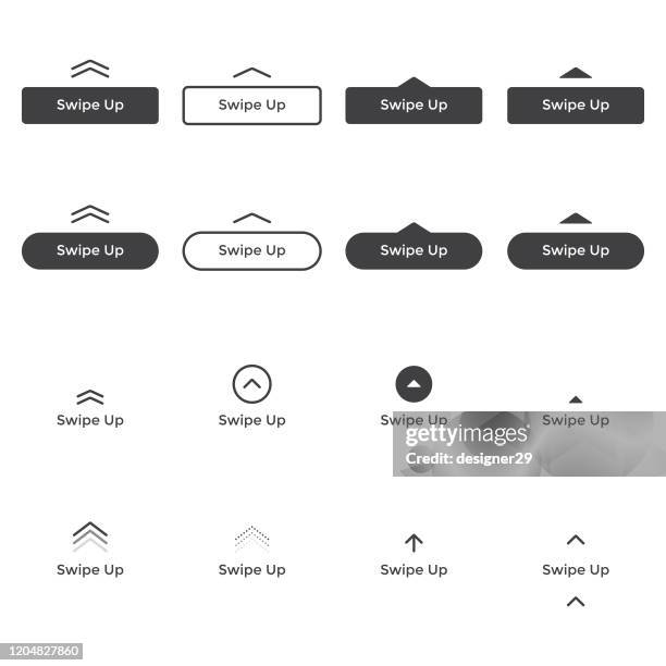 ilustrações, clipart, desenhos animados e ícones de deslize o conjunto de ícones isolado em segundo plano. deslize para cima set stories button vector design. - modelo web