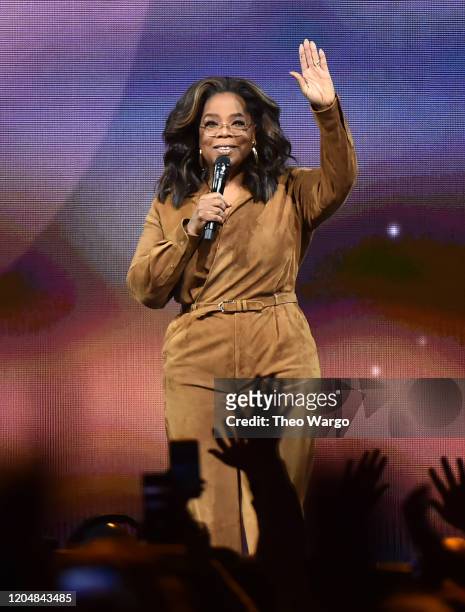 Oprah Winfrey speaks during Oprah's 2020 Vision: Your Life in Focus Tour presented by WW at Barclays Center on February 08, 2020 in New York, New...