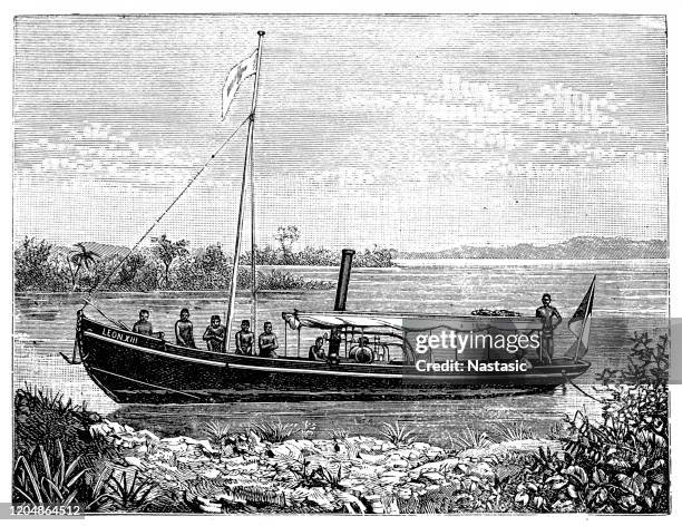 congo steamboat - steam liner stock illustrations