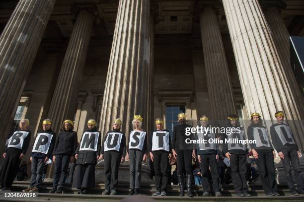 Activists from numerous environmental climate crisis protest groups protest BP sponsorship of cultural exhibitions under the banner of ‘BP Must Fall’...