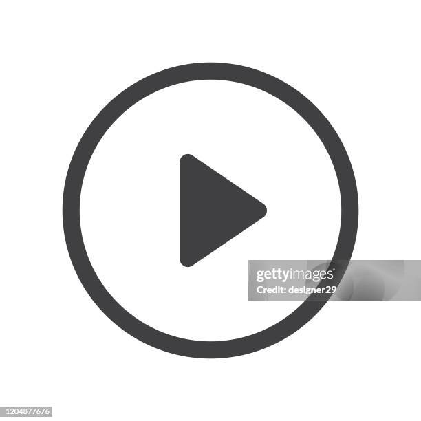 play button with shadow on white background vector design. - now playing movie sign stock illustrations