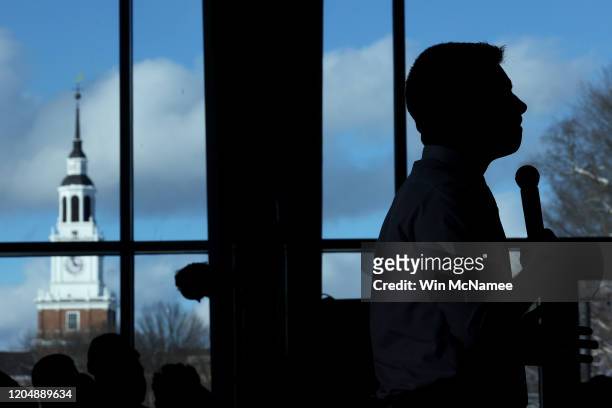 Democratic presidential candidate former South Bend, Indiana Mayor Pete Buttigieg speaks at a Meet Pete event at Dartmouth College February 08, 2020...