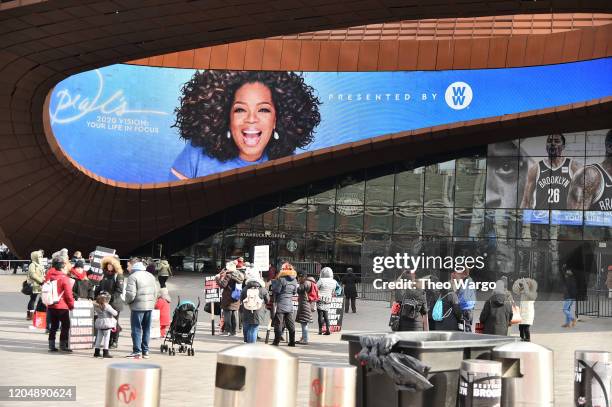 Barclays Center exterior during Oprah's 2020 Vision: Your Life in Focus Tour presented by WW at Barclays Center on February 08, 2020 in New York, New...