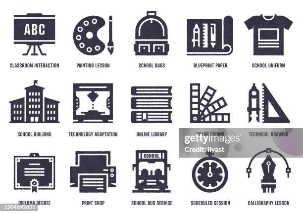 workshop drawing vector icon pack with stipple texture effect - workplace flexibility stock illustrations
