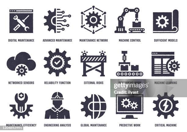 repair & maintenance vector icon pack with stipple texture effect - making stock illustrations