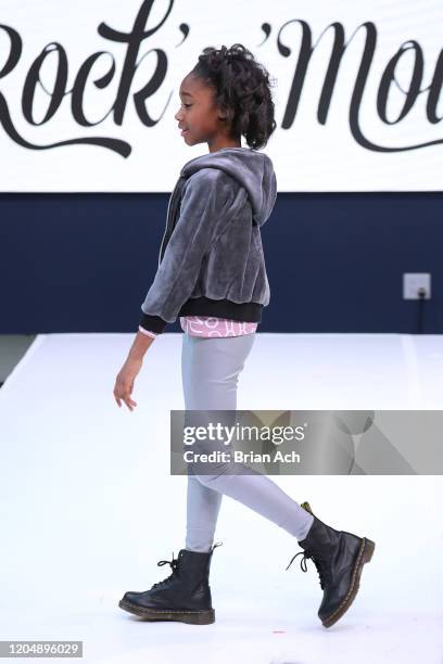 Model walks the runway wearing Rock 'n' Mouse during NYFW Powered By hiTechMODA on February 08, 2020 in New York City.