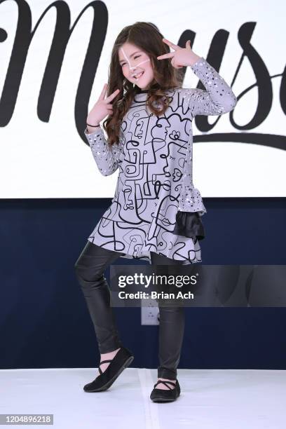 Model walks the runway wearing Rock 'n' Mouse during NYFW Powered By hiTechMODA on February 08, 2020 in New York City.