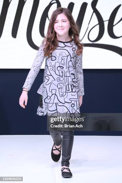 Model walks the runway wearing Rock 'n' Mouse during NYFW Powered By hiTechMODA on February 08, 2020 in New York City.