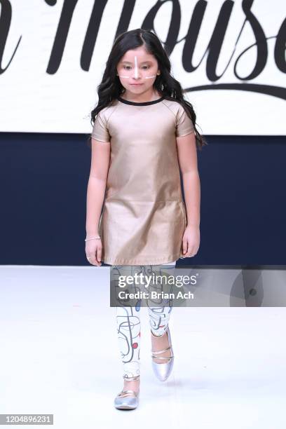 Model walks the runway wearing Rock 'n' Mouse during NYFW Powered By hiTechMODA on February 08, 2020 in New York City.