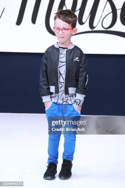 Model walks the runway wearing Rock 'n' Mouse during NYFW Powered By hiTechMODA on February 08, 2020 in New York City.