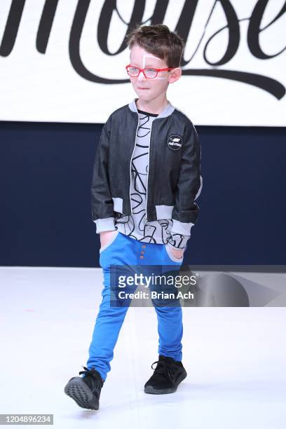 Model walks the runway wearing Rock 'n' Mouse during NYFW Powered By hiTechMODA on February 08, 2020 in New York City.