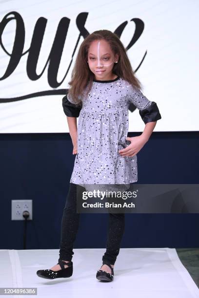 Model walks the runway wearing Rock 'n' Mouse during NYFW Powered By hiTechMODA on February 08, 2020 in New York City.