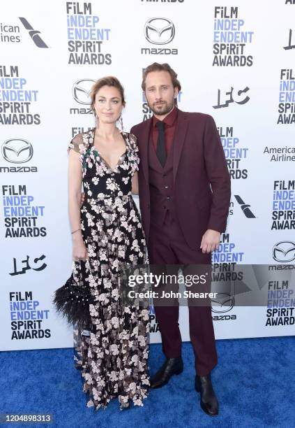 Laure de Clermont-Tonnerre and Matthias Schoenaerts attend the 2020 Film Independent Spirit Awards on February 08, 2020 in Santa Monica, California.
