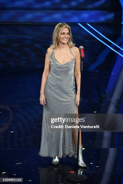Irene Grandi attends the 70° Festival di Sanremo at Teatro Ariston on February 08, 2020 in Sanremo, Italy.