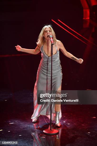 Irene Grandi attends the 70° Festival di Sanremo at Teatro Ariston on February 08, 2020 in Sanremo, Italy.