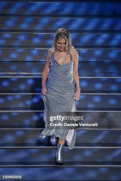 Irene Grandi attends the 70° Festival di Sanremo at Teatro Ariston on February 08, 2020 in Sanremo, Italy.