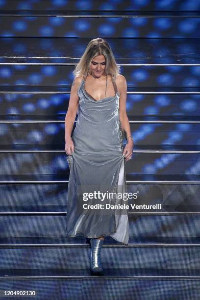 Irene Grandi attends the 70° Festival di Sanremo at Teatro Ariston on February 08, 2020 in Sanremo, Italy.