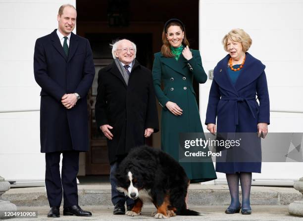 Prince William, Duke of Cambridge and his wife Catherine, Duchess of Cambridge, meet with Ireland's President Michael D. Higgins and his wife Sabina...
