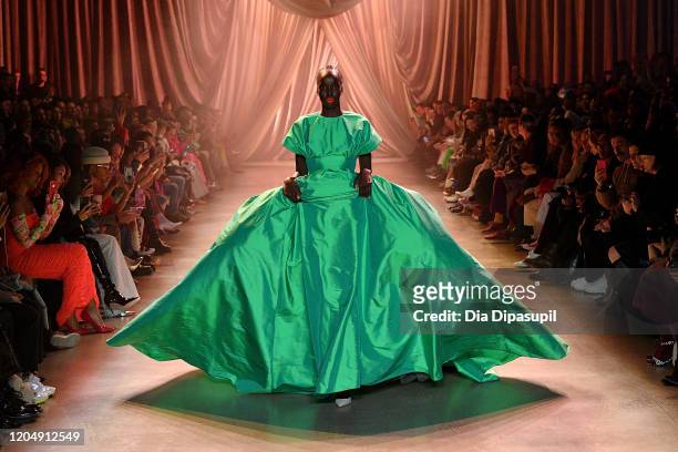 Model walks the runway for Christopher John Rogers during New York Fashion Week: The Shows at Gallery I at Spring Studios on February 08, 2020 in New...