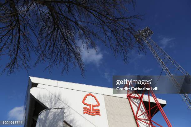 General view outside the stadium ahead of the Sky Bet Championship match between Nottingham Forest and Leeds United at City Ground on February 08,...