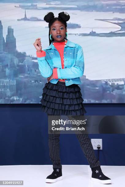 Model walks the runway wearing Yani Glam during NYFW Powered By hiTechMODA on February 08, 2020 in New York City.