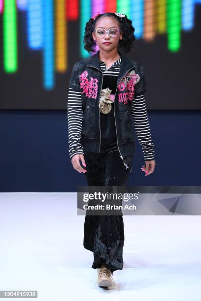 Model walks the runway wearing Yani Glam during NYFW Powered By hiTechMODA on February 08, 2020 in New York City.