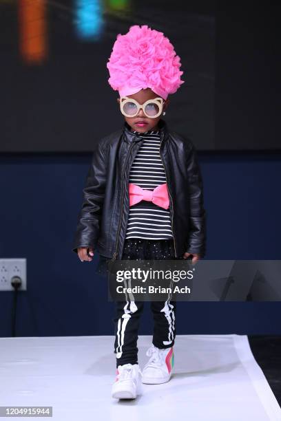 Model walks the runway wearing Yani Glam during NYFW Powered By hiTechMODA on February 08, 2020 in New York City.