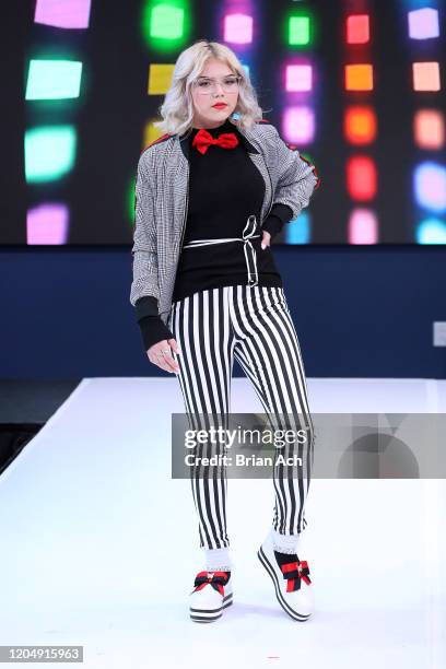 Model walks the runway wearing Yani Glam during NYFW Powered By hiTechMODA on February 08, 2020 in New York City.