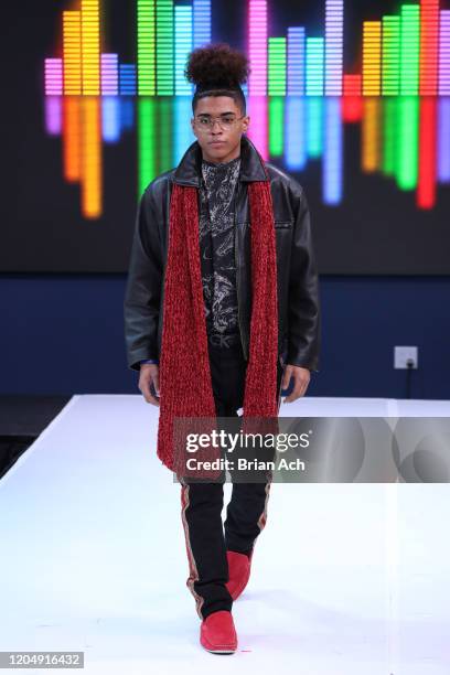 Model walks the runway wearing Yani Glam during NYFW Powered By hiTechMODA on February 08, 2020 in New York City.