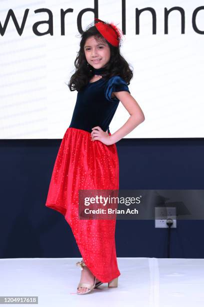 Model walks the runway wearing Fernandita Salazar Fashion Designer during NYFW Powered By hiTechMODA on February 08, 2020 in New York City.