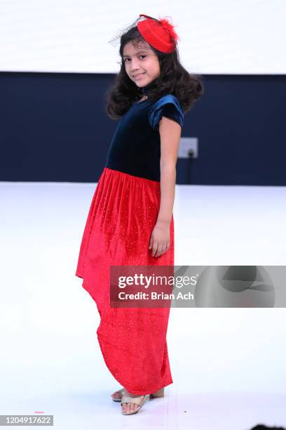 Model walks the runway wearing Fernandita Salazar Fashion Designer during NYFW Powered By hiTechMODA on February 08, 2020 in New York City.