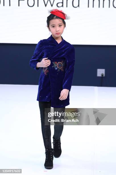 Model walks the runway wearing Fernandita Salazar Fashion Designer during NYFW Powered By hiTechMODA on February 08, 2020 in New York City.