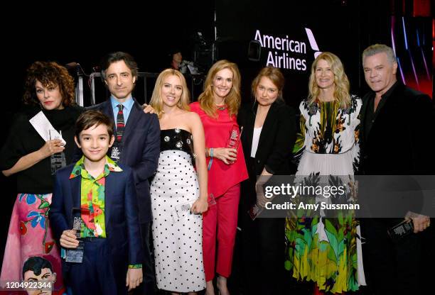 Francine Maisler, Azhy Robertson, Noah Baumbach, Scarlett Johansson, Julie Hagerty, Merritt Wever, Laura Dern and Ray Liotta, winners of the Robert...