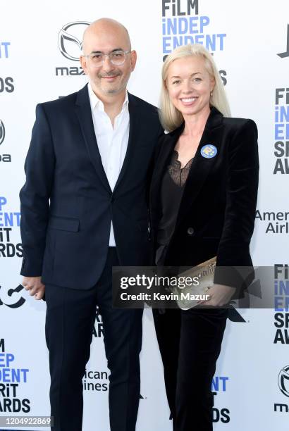 Julian Cautherley and Bronwyn Cornelius attend the 2020 Film Independent Spirit Awards on February 08, 2020 in Santa Monica, California.